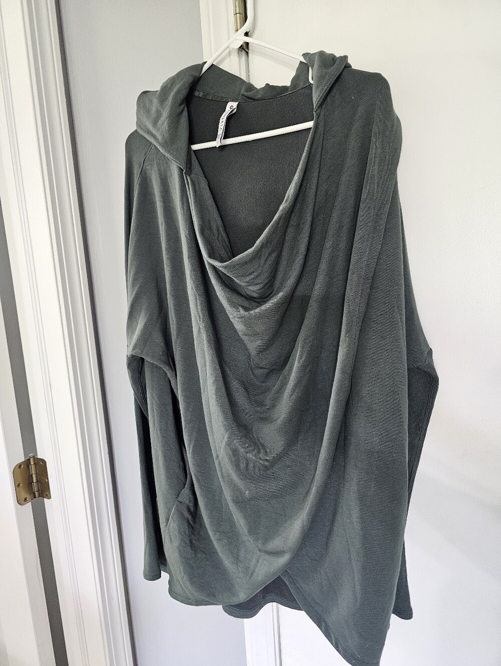 Athleta Draped Cowl Hooded Sweater in Forest Green